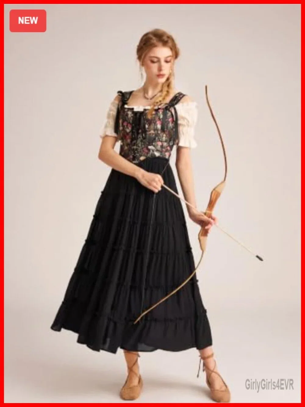 Chiffon Maxi Renaissance Skirt with Pockets - Tiered A-Line Ankle Length